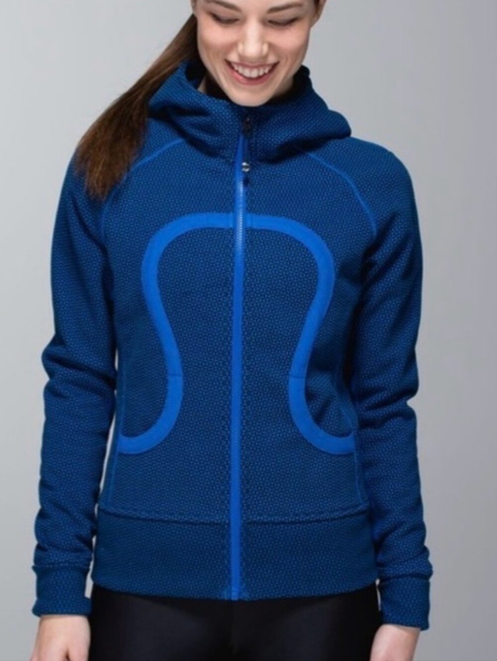 Lululemon Scuba Stretch Full Zip Double Diamond Baroque Blue Printed Hoodie